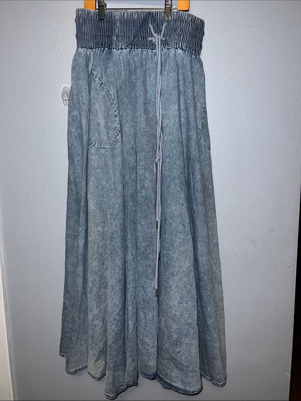 Alex Acid Wash Denim Maxi Skirt - Light Blue - Picture 4 of 16